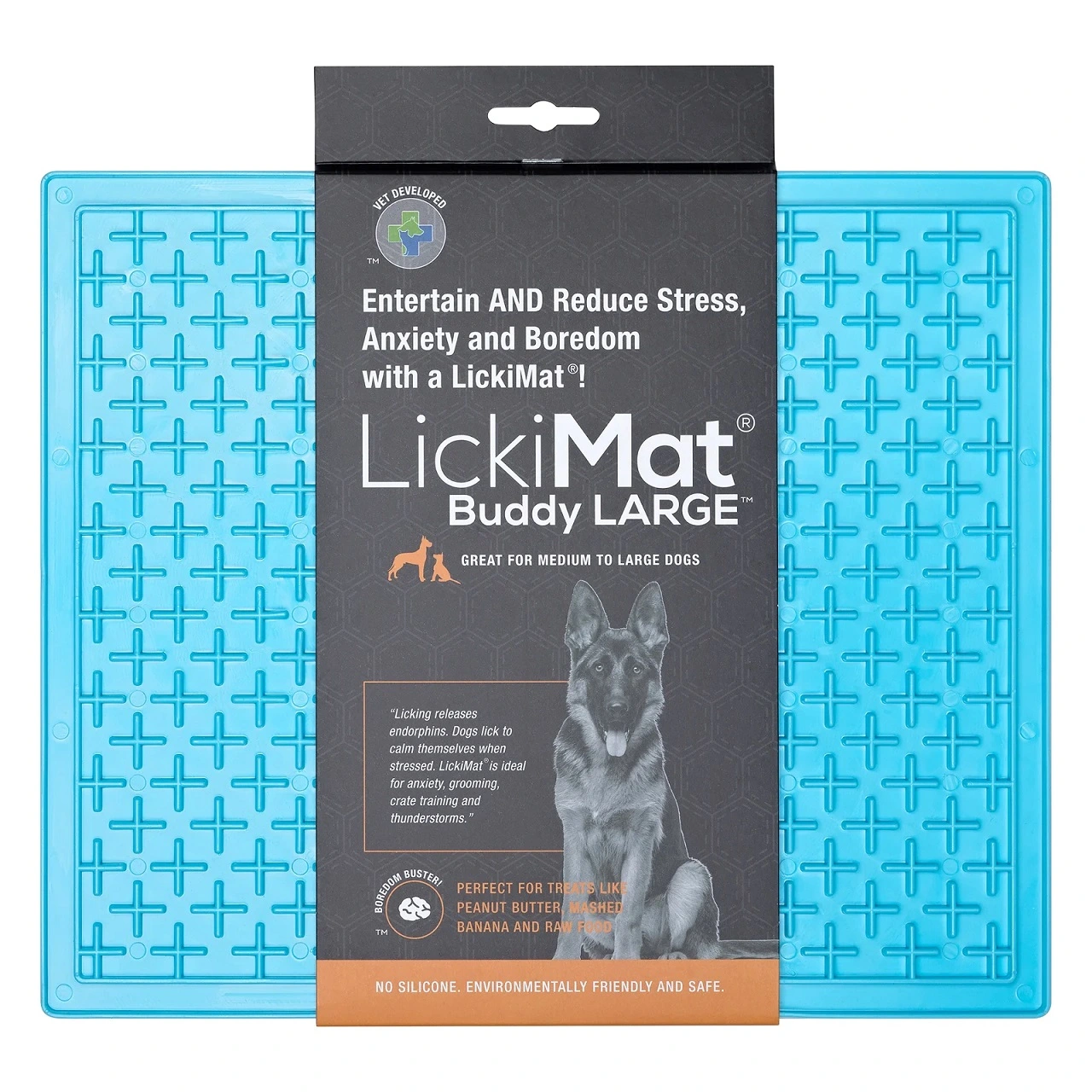 LickiMat Buddy Stor 26 x 26 cm Turkis - slowfeeder til hunde